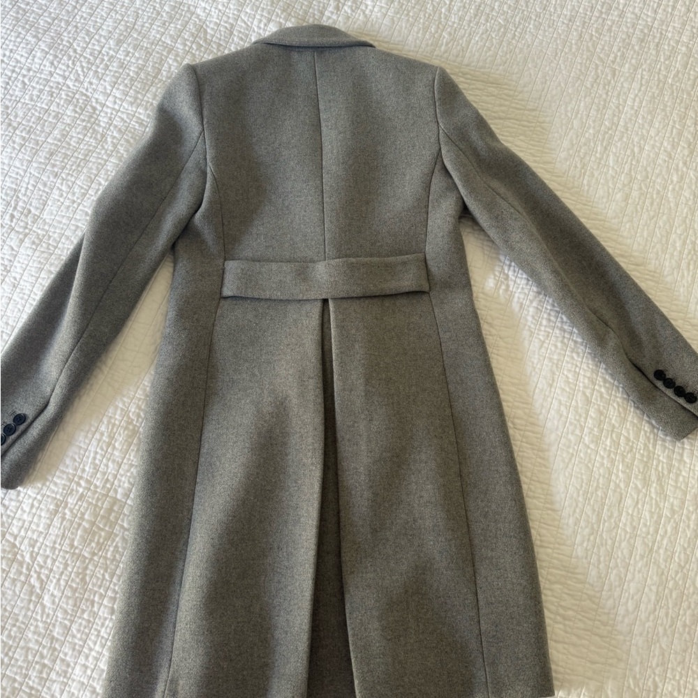 Zara Gray Trench Coat Wool Blend - Picture 4 of 7